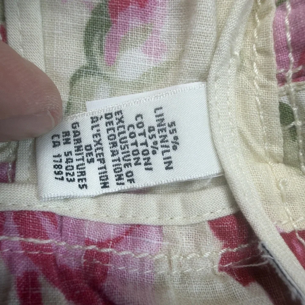Banana Republic Blazer Womens 12 Linen Blend Floral Rose Print Cottagecore